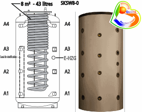 Ballon tampon combiné stratifié multifonctionnel hygiénique à production instantanée d'eau chaude sanitaire SKSW8-0 600, anti-légionelle, volume 600 litres avec 43 litres d'ECS instantanée, sans serpentin de chauffe Ballon tampon combiné stratifié multifonctionnel hygiénique à production instantanée d'eau chaude sanitaire SKSW8-0 600, anti-légionelle, volume 600 litres avec 43 litres d'ECS instantanée, sans serpentin de chauffe